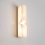 Modern Natural Alabaster Stone Wall Sconce Set of Two Integrated LED Gold Wall Light