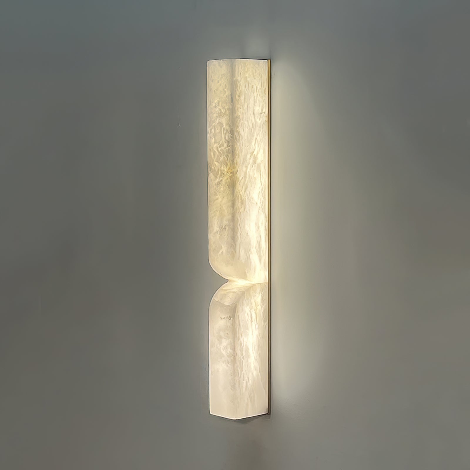 Modern Natural Alabaster Stone Wall Sconce Set of Two Integrated LED Gold Wall Light