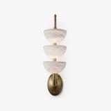 Modern Natural Alabaster Stone Wall Sconce with Brass Finish Set of 2 Indoor LED Lighting