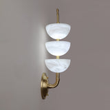 Modern Natural Alabaster Stone Wall Sconce with Brass Finish Set of 2 Indoor LED Lighting