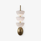 Modern Natural Alabaster Stone Wall Sconce with Brass Finish Set of 2 Indoor LED Lighting