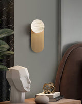 Modern Natural Alabaster Wall Sconce Set of 2 Luxury Stone Lighting for Bedroom and Living Room