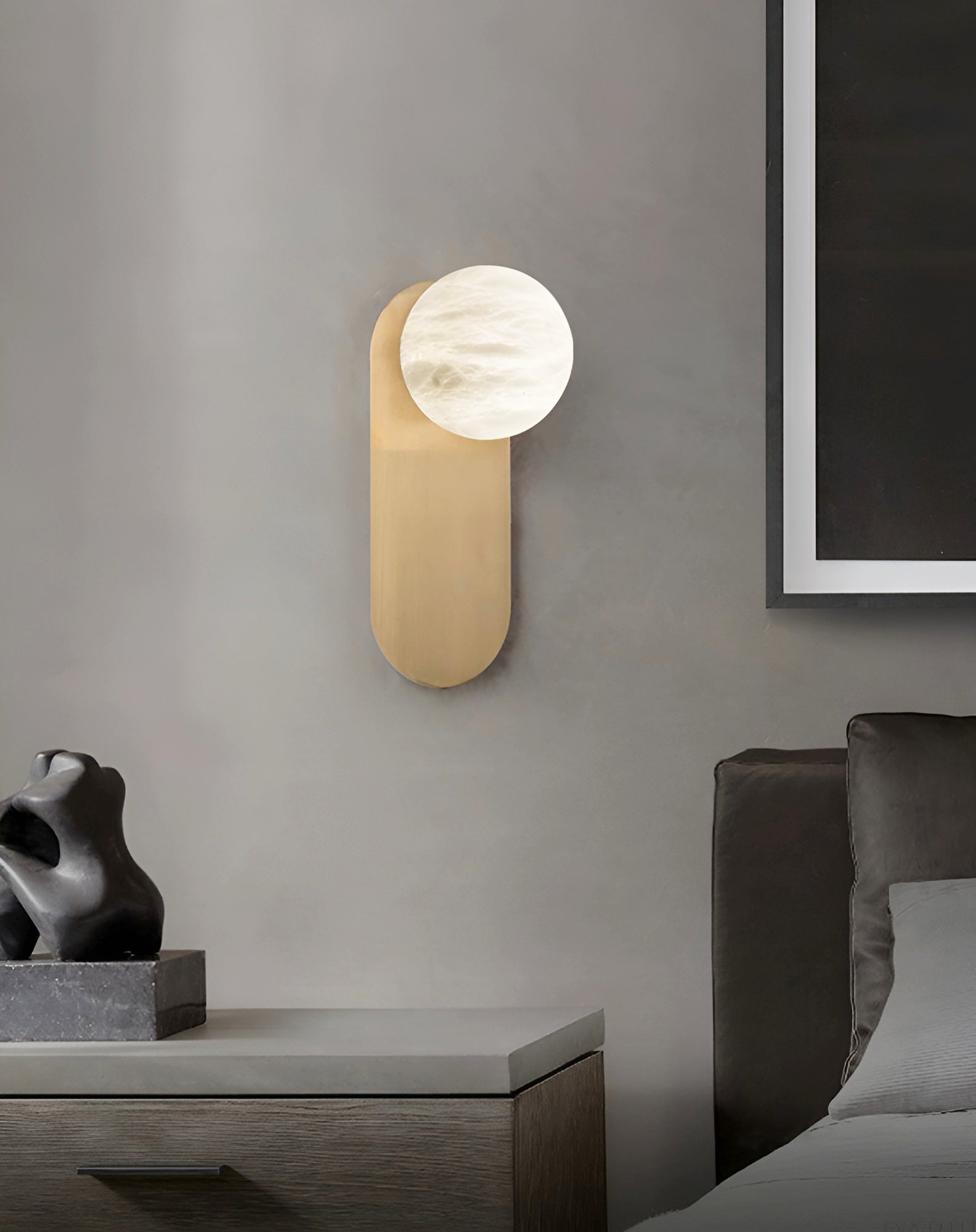 Modern Natural Alabaster Wall Sconce Set of 2 Luxury Stone Lighting for Bedroom and Living Room