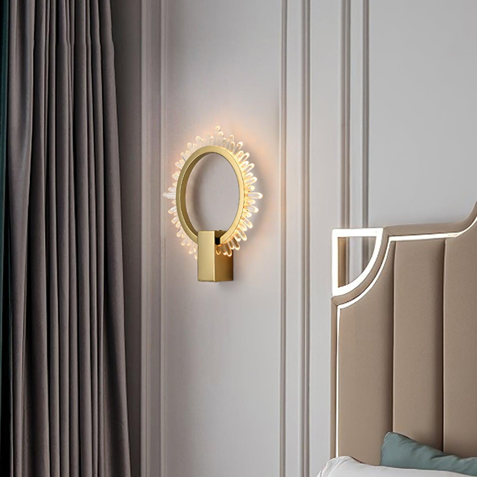 Modern Natural Crystal Wall Sconce Luxury Gold LED Wall Mounted Lighting Fixture