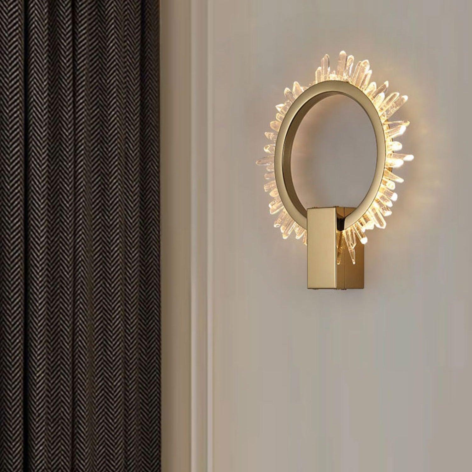 Modern Natural Crystal Wall Sconce Luxury Gold LED Wall Mounted Lighting Fixture