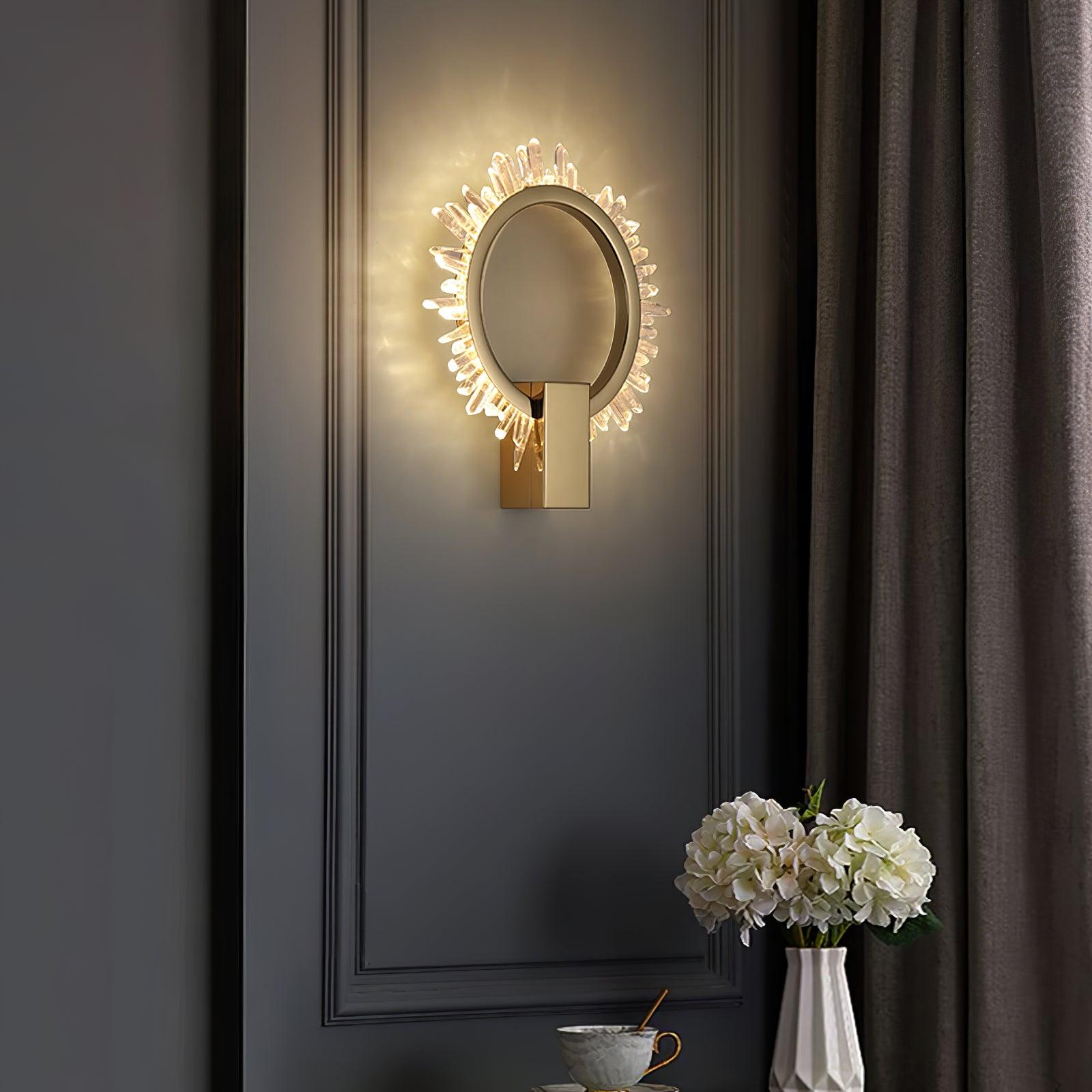 Modern Natural Crystal Wall Sconce Luxury Gold LED Wall Mounted Lighting Fixture