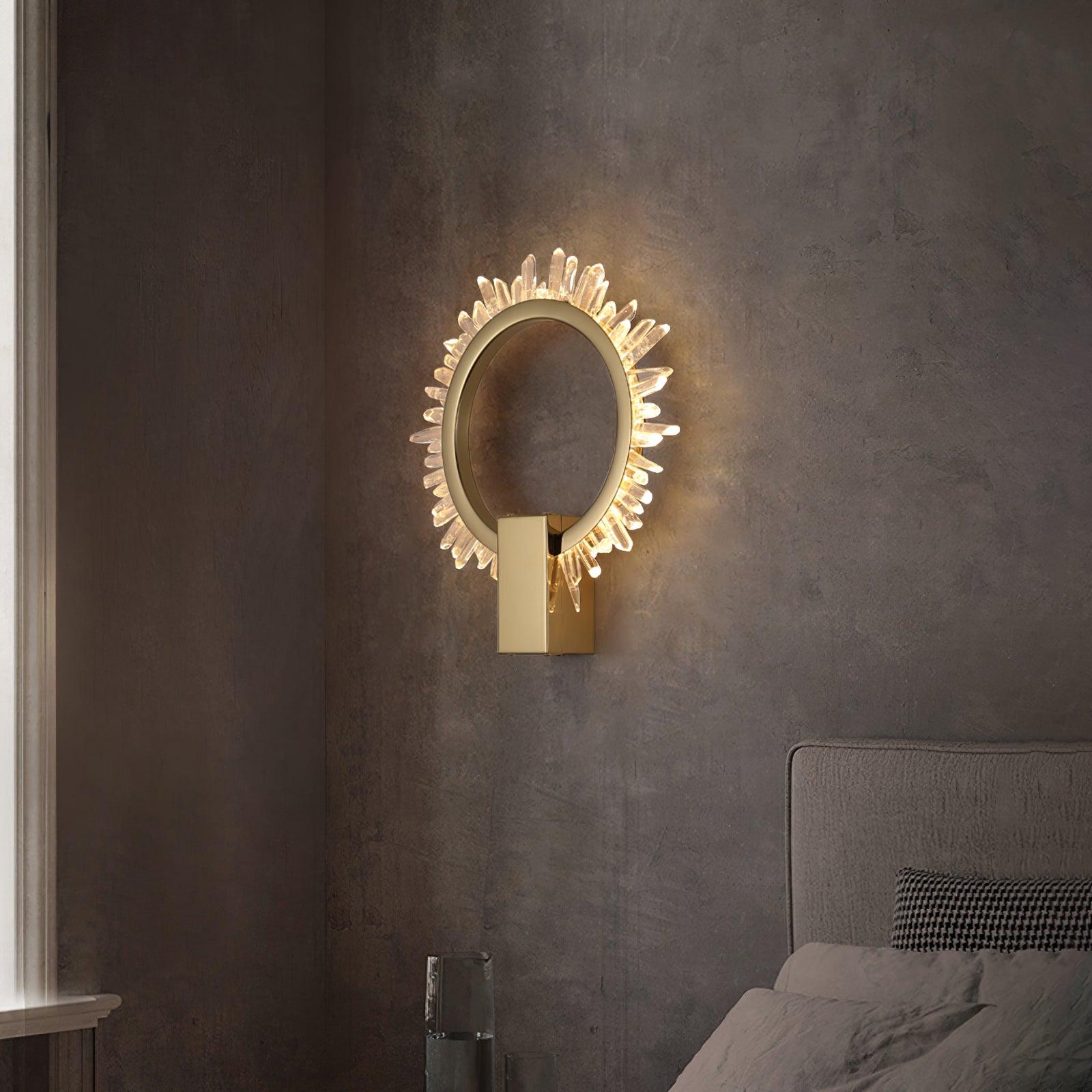 Modern Natural Crystal Wall Sconce Luxury Gold LED Wall Mounted Lighting Fixture
