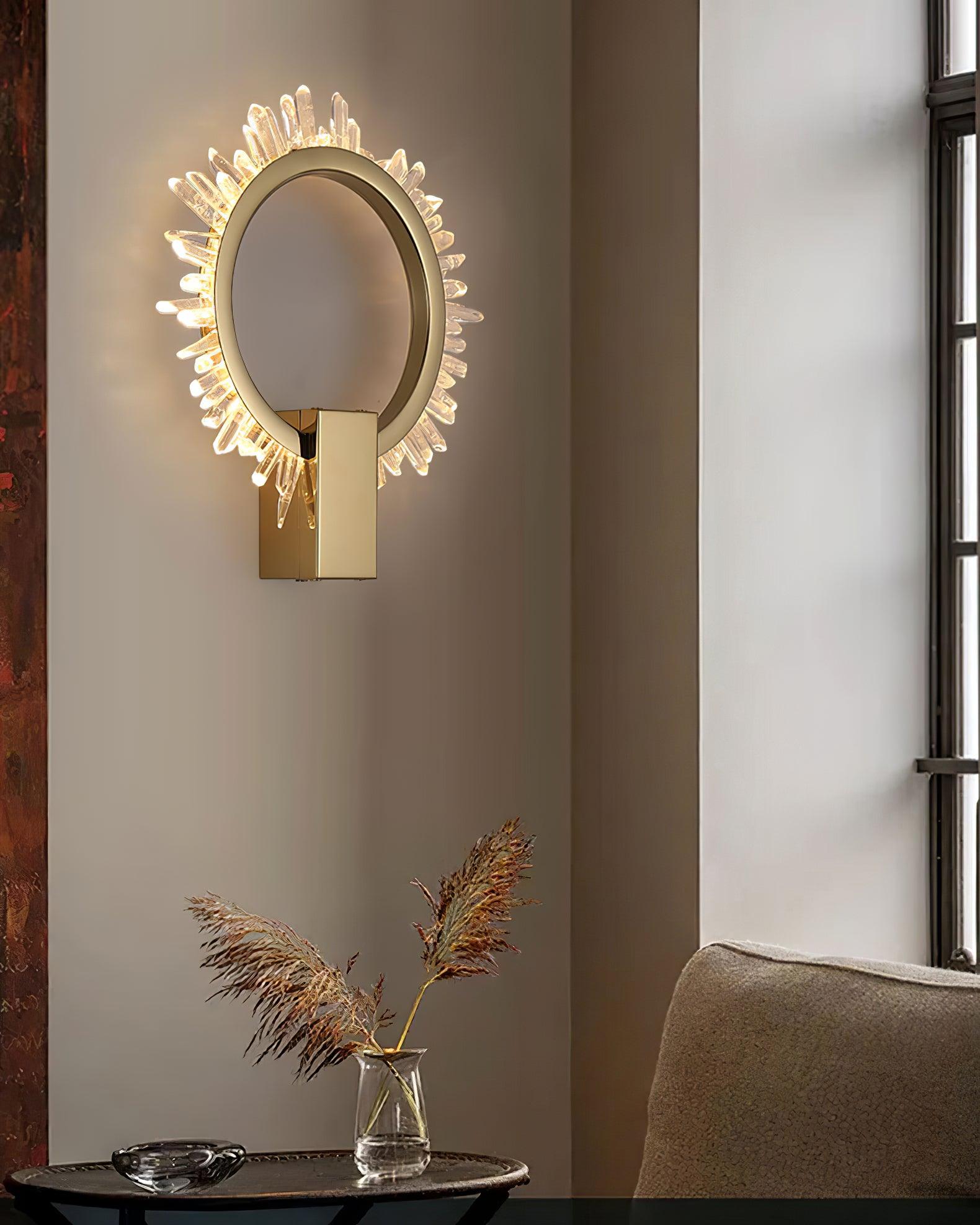 Modern Natural Crystal Wall Sconce Luxury Gold LED Wall Mounted Lighting Fixture