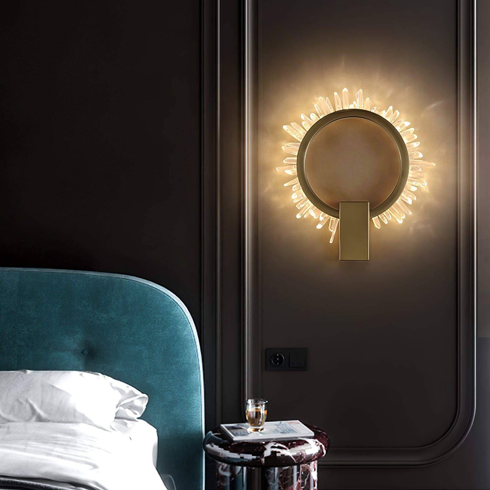 Modern Natural Crystal Wall Sconce Luxury Gold LED Wall Mounted Lighting Fixture