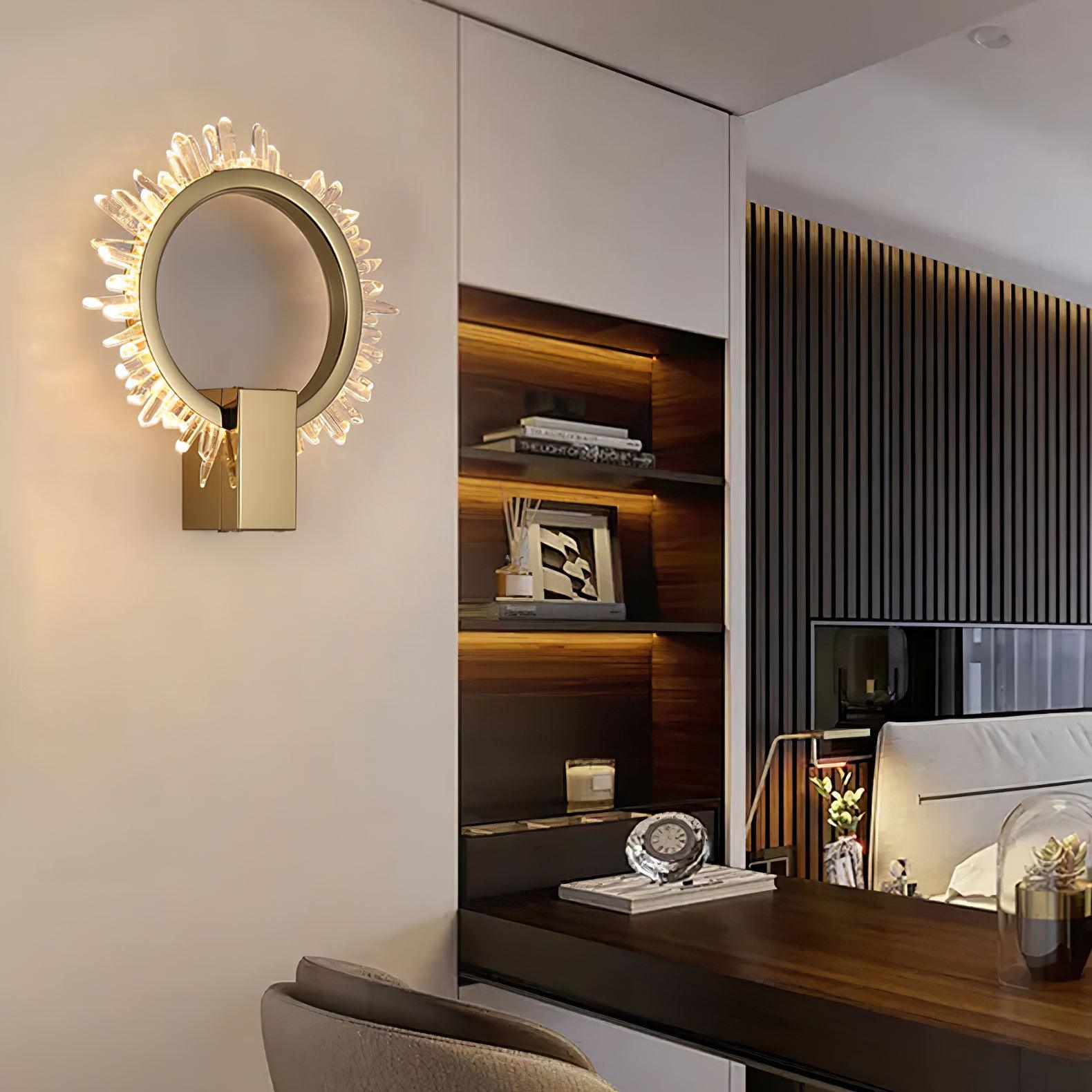 Modern Natural Crystal Wall Sconce Luxury Gold LED Wall Mounted Lighting Fixture