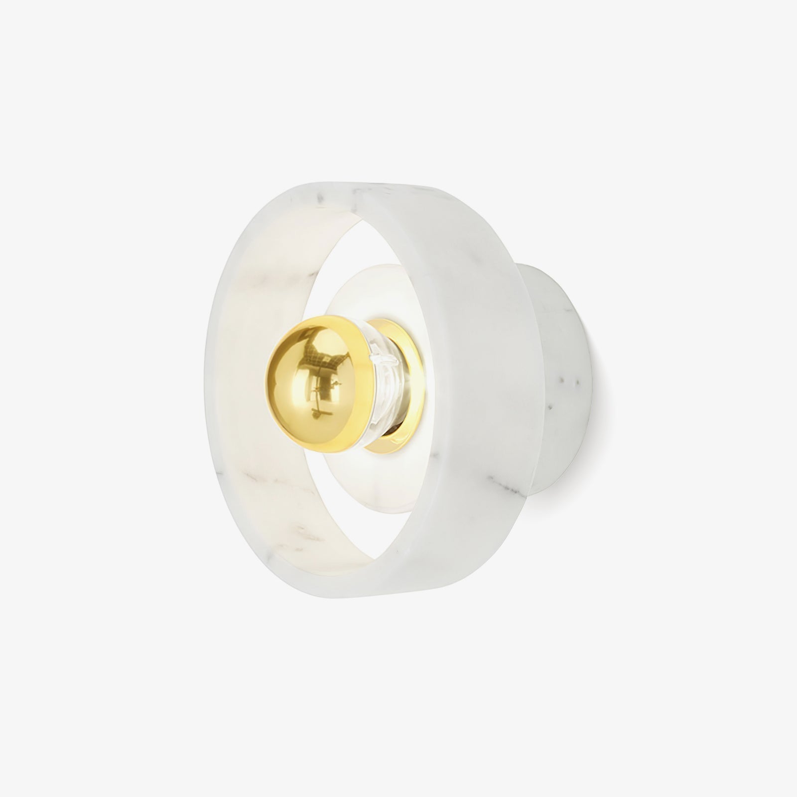 Modern Natural Marble Aura LED Wall Sconce with Gold Mirror Finish for Interior Lighting