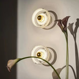 Modern Natural Marble Aura LED Wall Sconce with Gold Mirror Finish for Interior Lighting