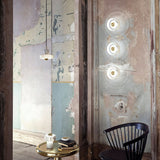 Modern Natural Marble Aura LED Wall Sconce with Gold Mirror Finish for Interior Lighting