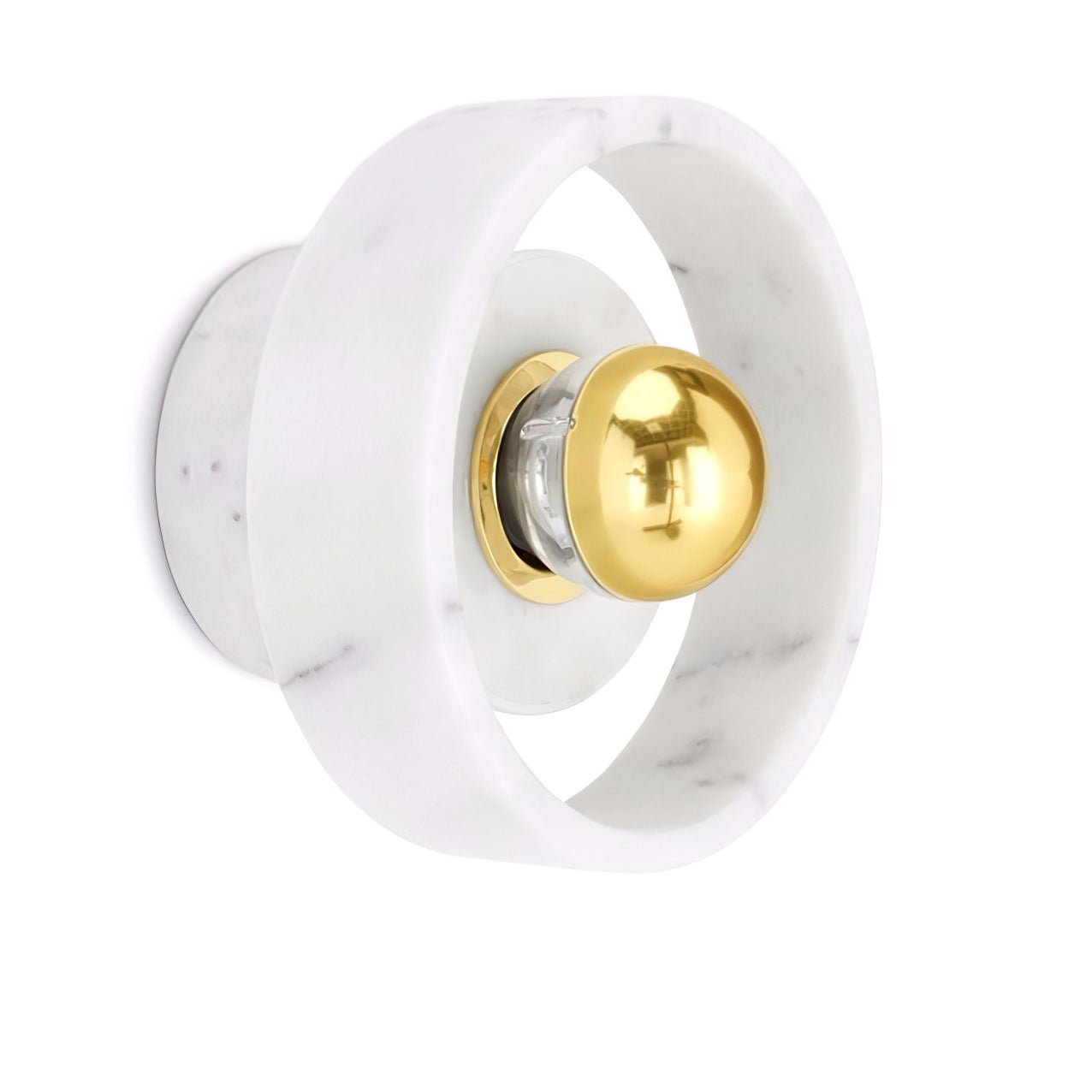 Modern Natural Marble Aura LED Wall Sconce with Gold Mirror Finish for Interior Lighting