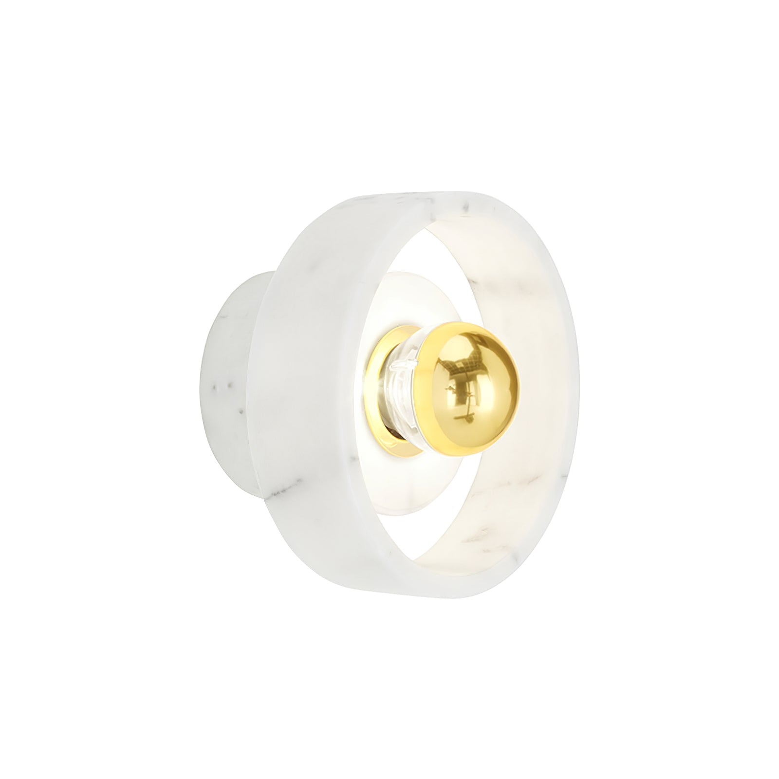 Modern Natural Marble Aura LED Wall Sconce with Gold Mirror Finish for Interior Lighting