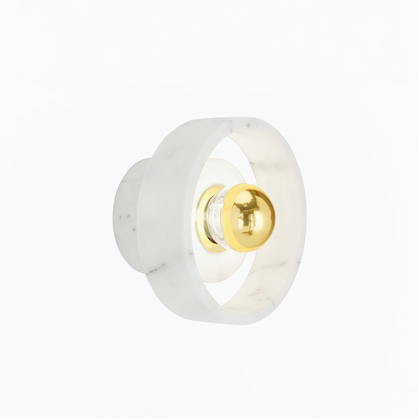 Modern Natural Marble Aura LED Wall Sconce with Gold Mirror Finish for Interior Lighting