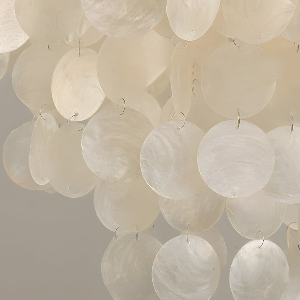 Modern Natural Seashell Discs Chandelier Four Tier Luxury Pendant Light for Dining Room
