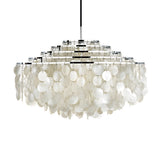 Modern Natural Seashell Discs Chandelier Four Tier Luxury Pendant Light for Dining Room
