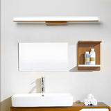 Modern Natural Wood LED Vanity Light for Bathroom Mirror Rectangular Wall Mounted Sconce Fixture