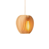Modern Natural Wood Sphere Pendant Light Globe Slat Ceiling Hanging Lamp for Home Decor