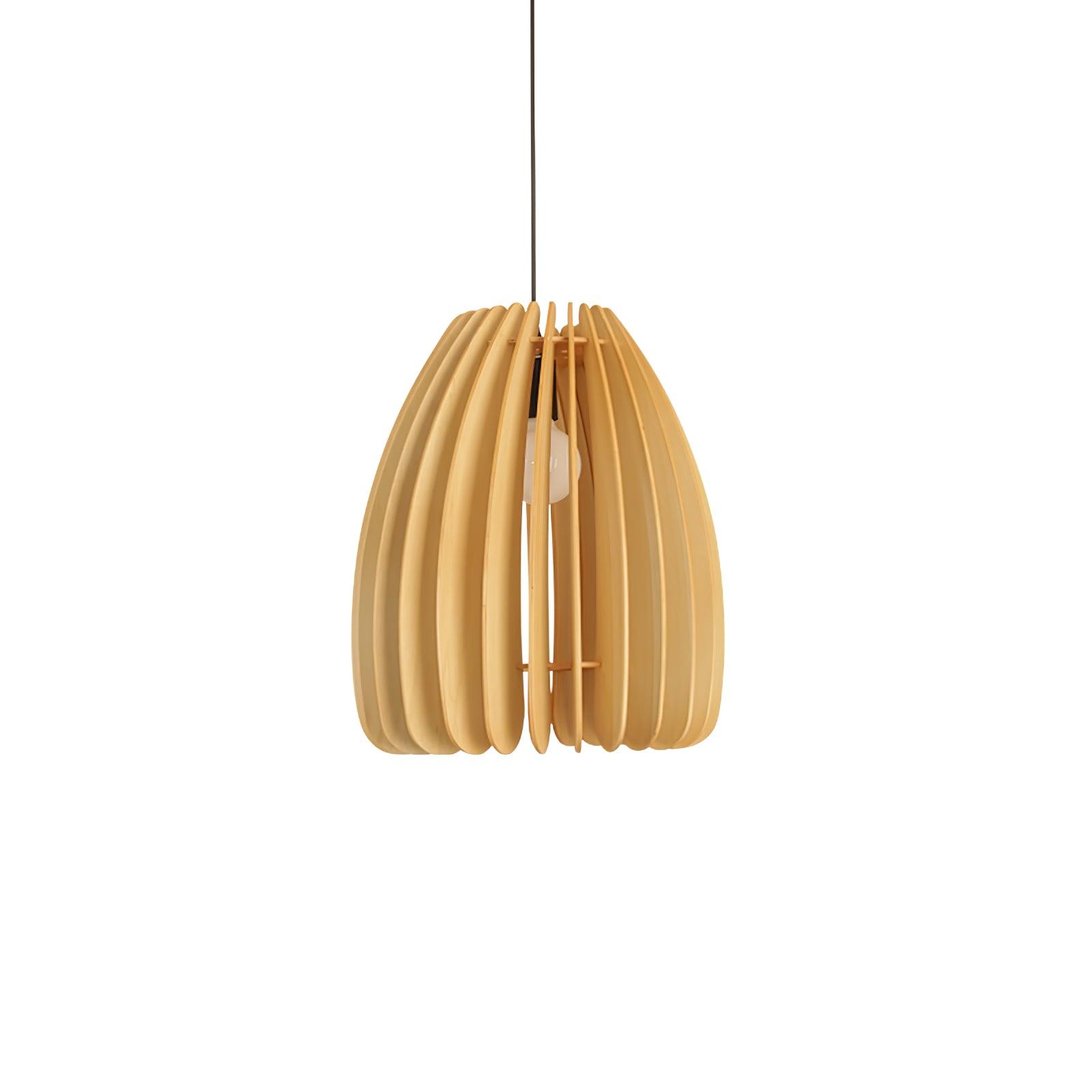 Modern Natural Wood Sphere Pendant Light Globe Slat Ceiling Hanging Lamp for Home Decor