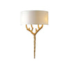 Modern Nature Inspired Brass Tree Branch Sconce with Fabric Shade Indoor Wall Light