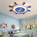 Modern Nautical Anchor Insignia LED Flush Mount Ceiling Light for Childrens Bedroom