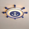 Modern Nautical Anchor Insignia LED Flush Mount Ceiling Light for Childrens Bedroom