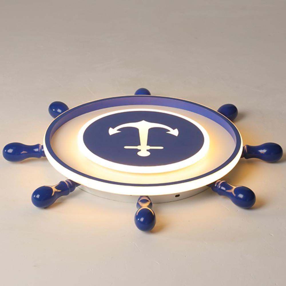 Modern Nautical Anchor Insignia LED Flush Mount Ceiling Light for Childrens Bedroom