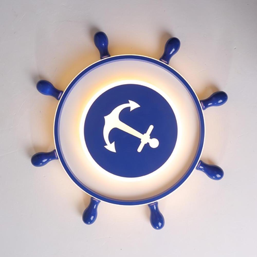 Modern Nautical Anchor Insignia LED Flush Mount Ceiling Light for Childrens Bedroom