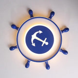Modern Nautical Anchor Insignia LED Flush Mount Ceiling Light for Childrens Bedroom