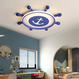 Modern Nautical Anchor Insignia LED Flush Mount Ceiling Light for Childrens Bedroom