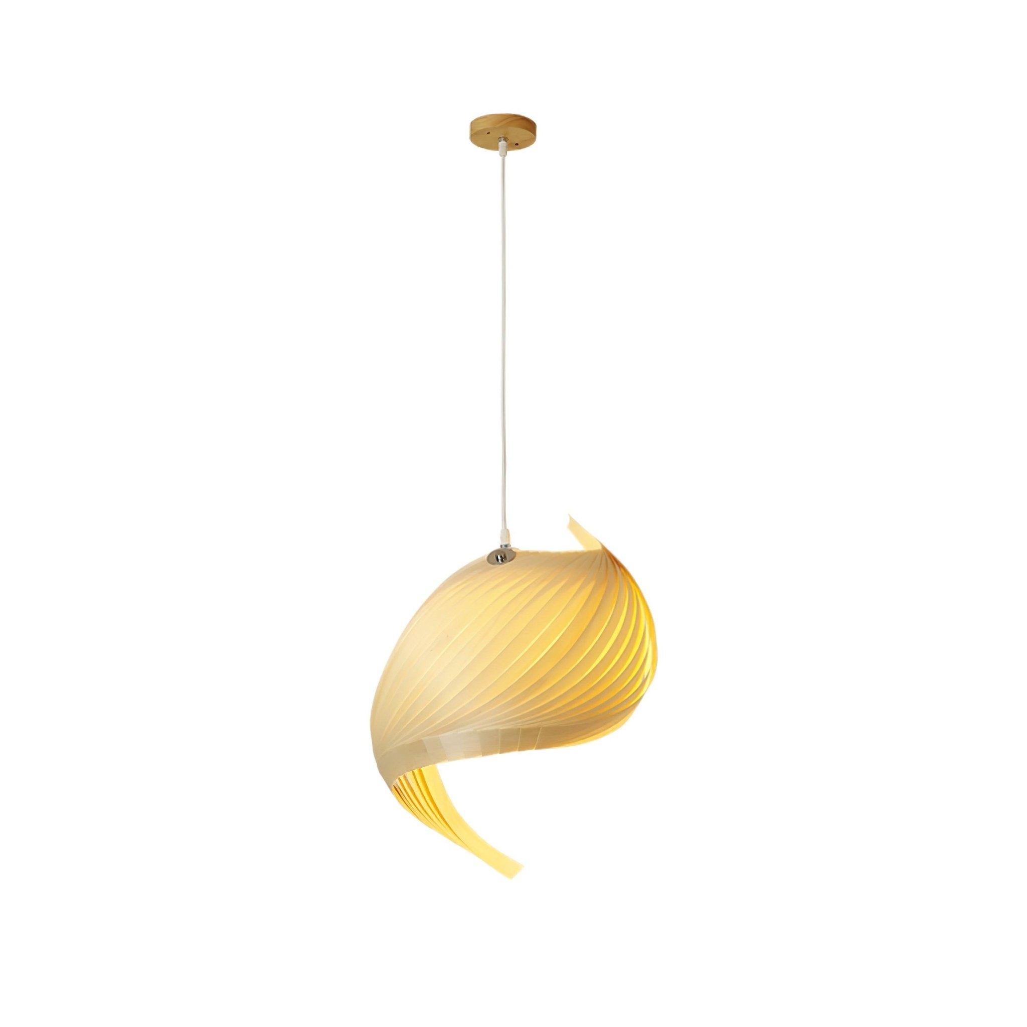Modern Nautilus Shell Wooden Pendant Lamp Organic Spiral Coastal Hanging Light
