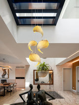 Modern Nautilus Shell Wooden Pendant Lamp Organic Spiral Coastal Hanging Light