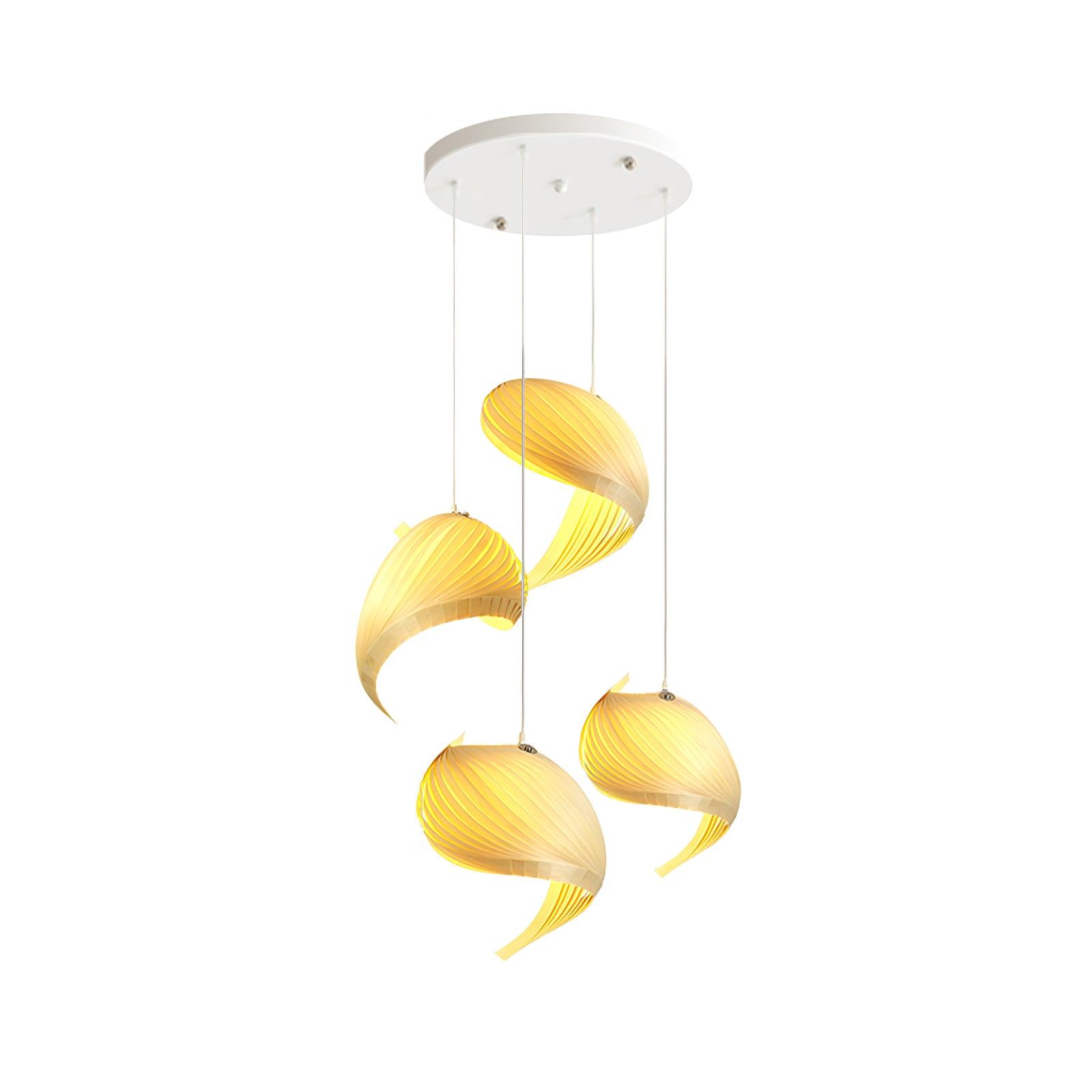 Modern Nautilus Shell Wooden Pendant Lamp Organic Spiral Coastal Hanging Light