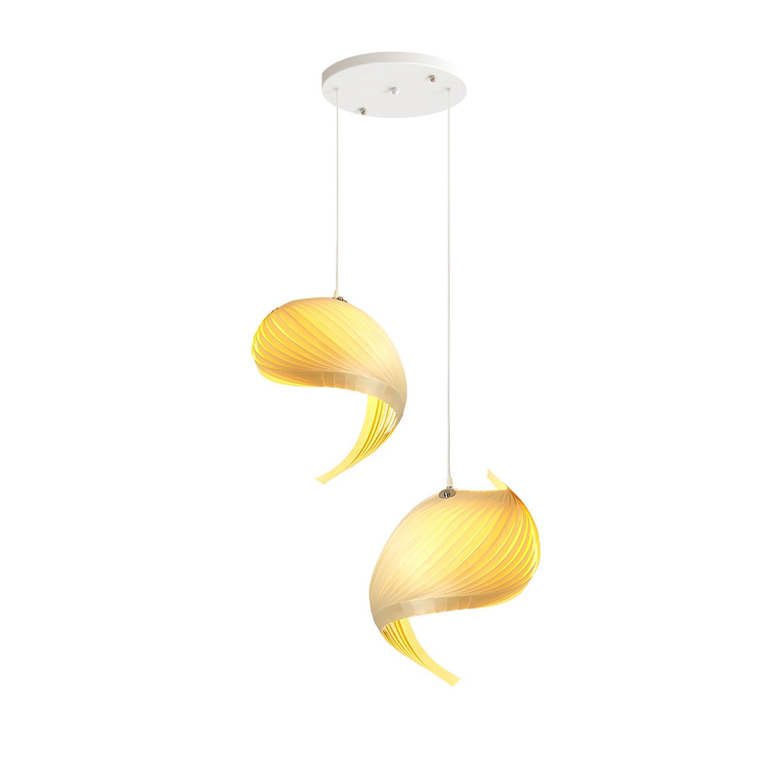 Modern Nautilus Shell Wooden Pendant Lamp Organic Spiral Coastal Hanging Light