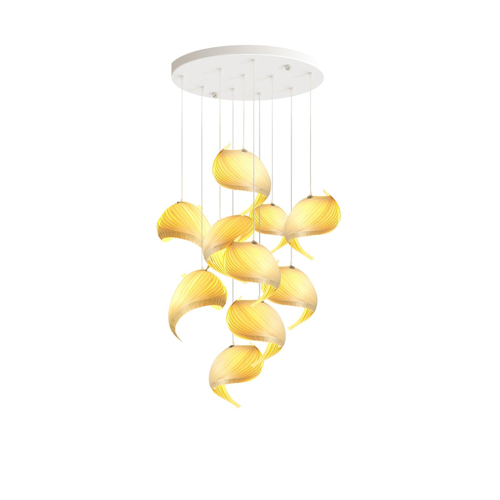 Modern Nautilus Shell Wooden Pendant Lamp Organic Spiral Coastal Hanging Light