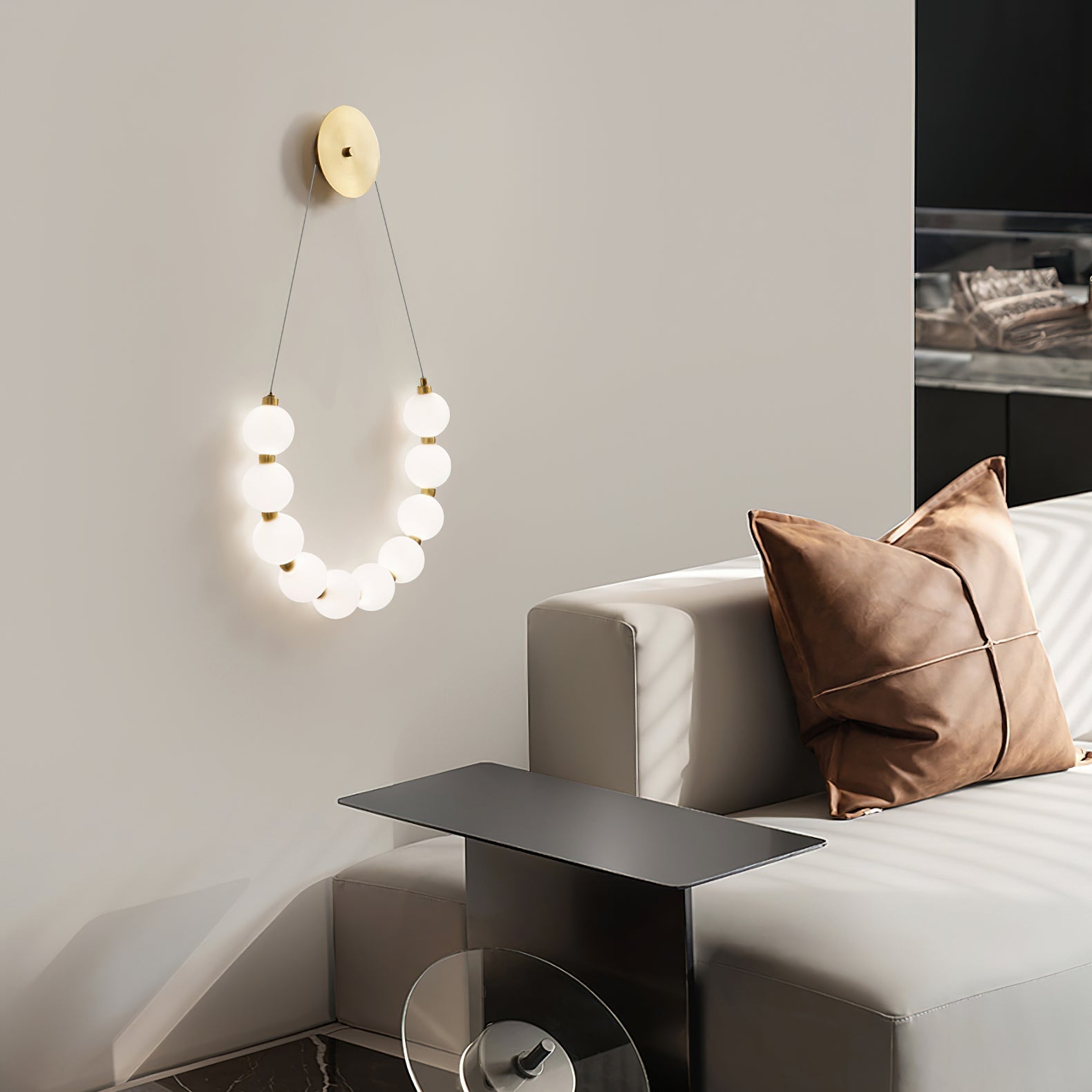Modern Necklace Loop Brass Wall Lamp Integrated LED Minimalist Indoor Sconce Lighting