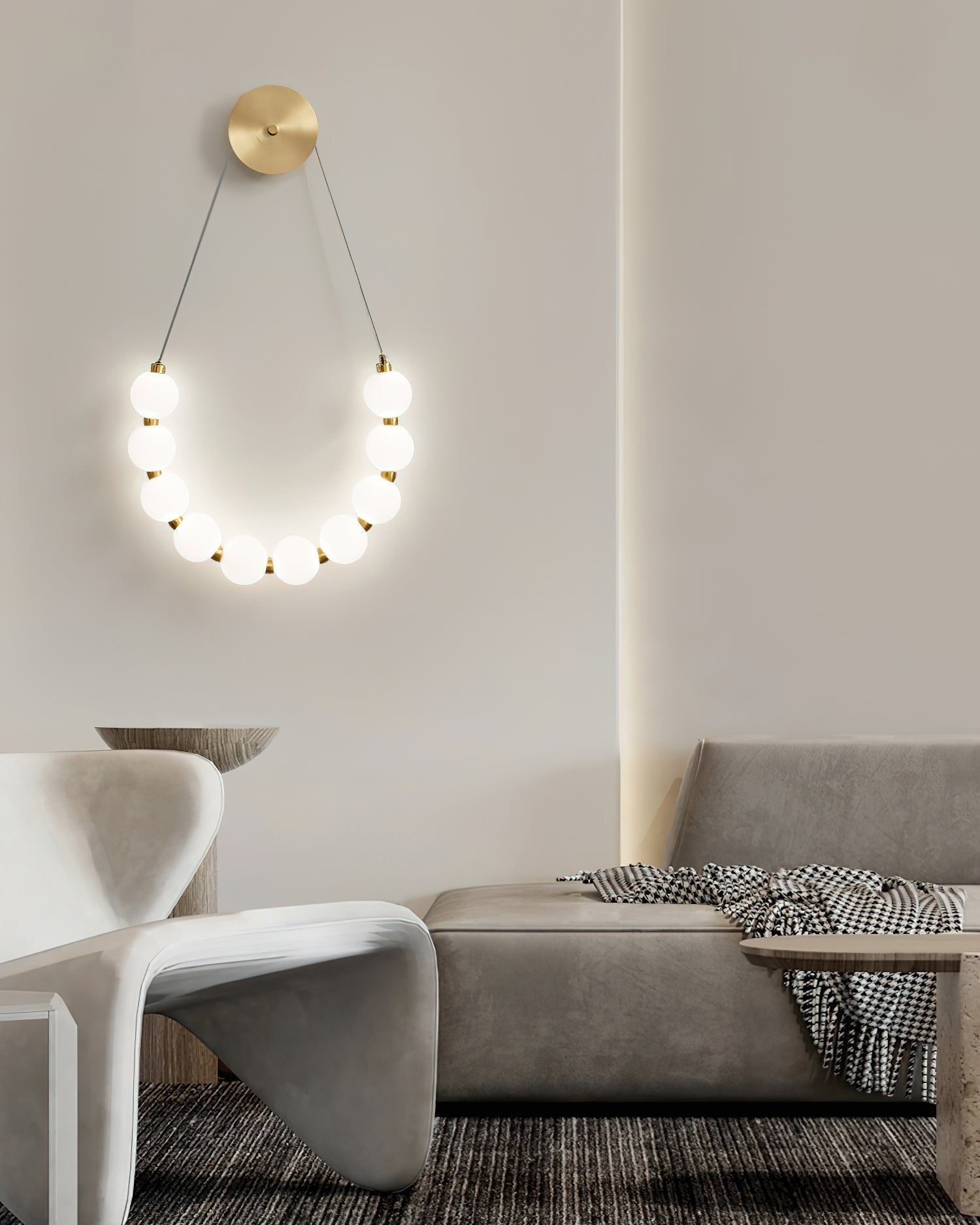 Modern Necklace Loop Brass Wall Lamp Integrated LED Minimalist Indoor Sconce Lighting