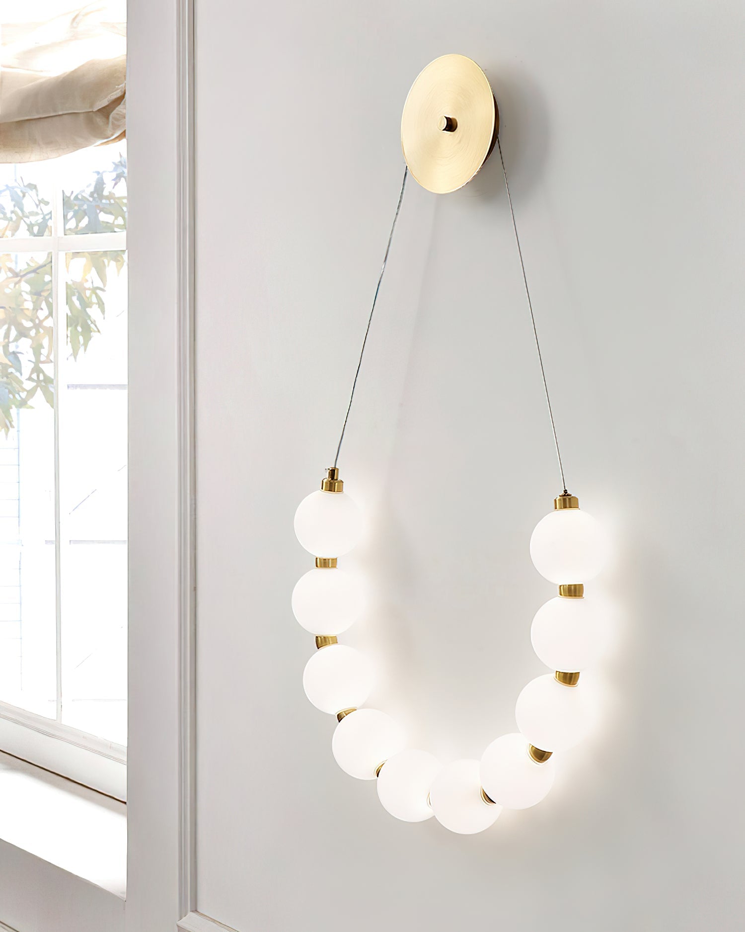 Modern Necklace Loop Brass Wall Lamp Integrated LED Minimalist Indoor Sconce Lighting