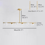 Modern Nordic 6 Light Glass Globe LED Chandelier Metal Island Light Fixture for Living Room
