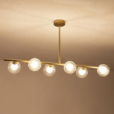 Modern Nordic 6 Light Glass Globe LED Chandelier Metal Island Light Fixture for Living Room