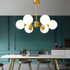 Modern Nordic 6 Light LED Chandelier Three Step Dimming Gold and White Kitchen Island Pendant Light