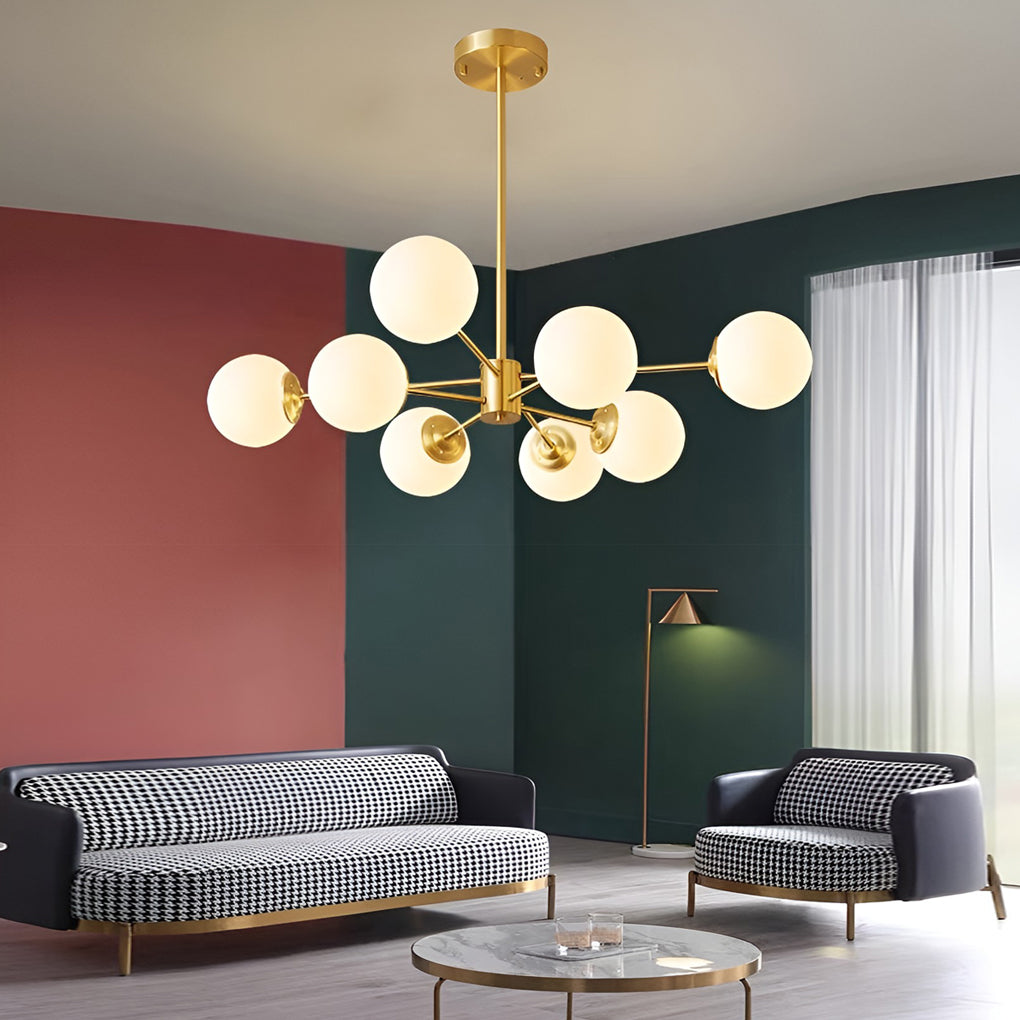Modern Nordic 6 Light LED Chandelier Three Step Dimming Gold and White Kitchen Island Pendant Light