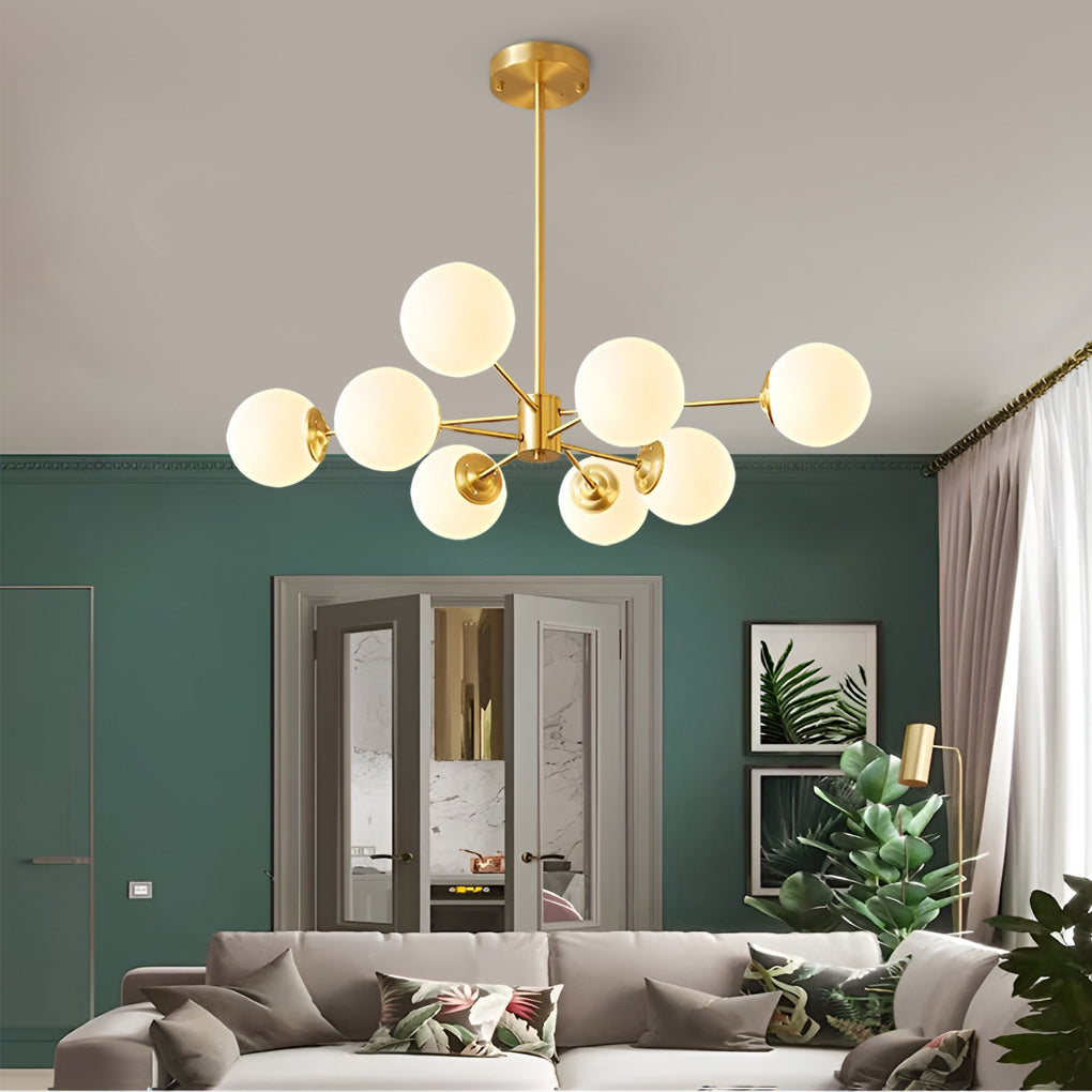 Modern Nordic 6 Light LED Chandelier Three Step Dimming Gold and White Kitchen Island Pendant Light