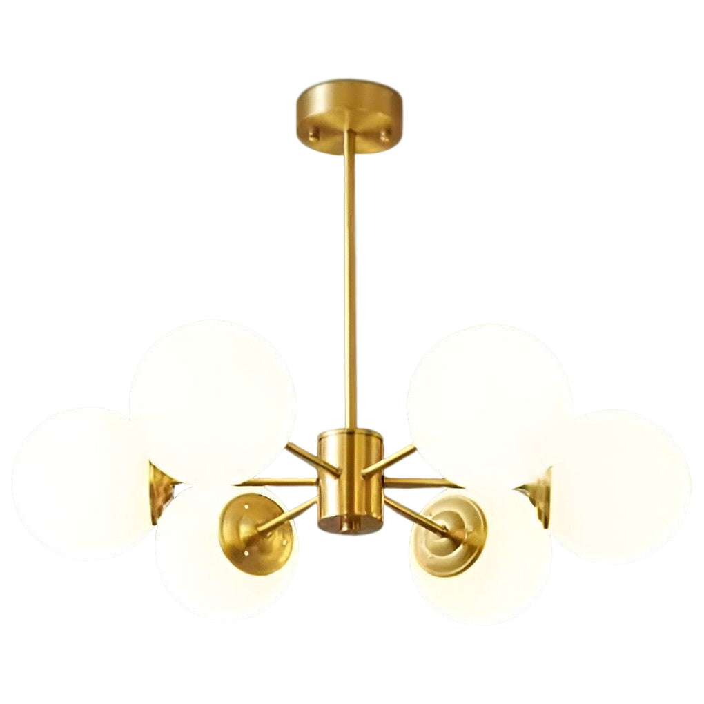 Modern Nordic 6 Light LED Chandelier Three Step Dimming Gold and White Kitchen Island Pendant Light