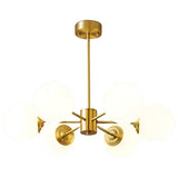 Modern Nordic 6 Light LED Chandelier Three Step Dimming Gold and White Kitchen Island Pendant Light