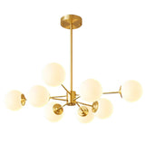 Modern Nordic 6 Light LED Chandelier Three Step Dimming Gold and White Kitchen Island Pendant Light