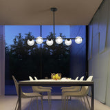 Modern Nordic 6 Light Sphere Glass Globe Chandelier Metal Adjustable Pendant Ceiling Lamp
