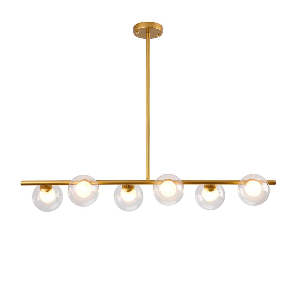 Modern Nordic 6 Light Sphere Glass Globe Chandelier Metal Adjustable Pendant Ceiling Lamp